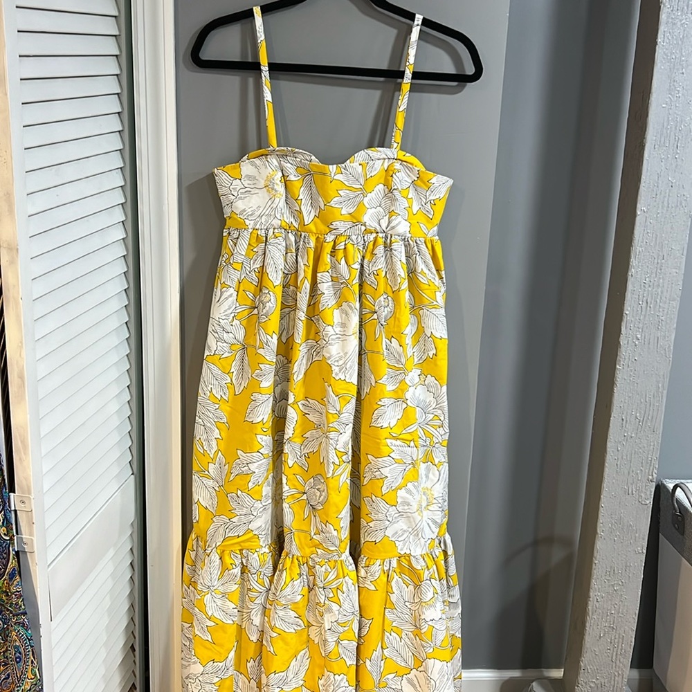 ZARA Yellow Floral Printed Sun Dress